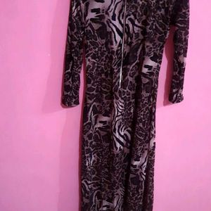 Leopard Print Stylish Kurti With Zip In Front