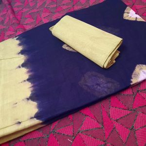 New Batik Printed Pure Cotton Saree Wid Blouse