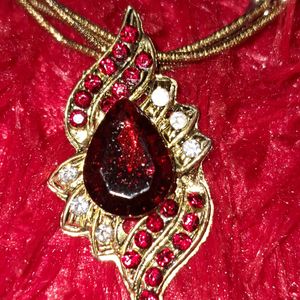 Maroon Kundan And Stone Necklace