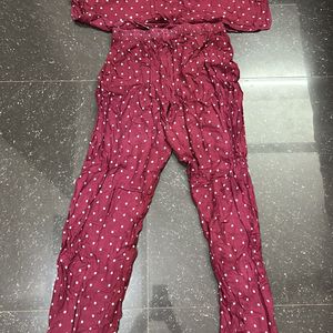 MAROON COLOUR NIGHT SUIT