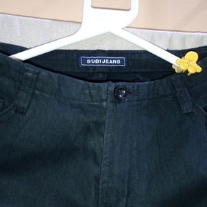 Korean Black Cotton Floral Jean