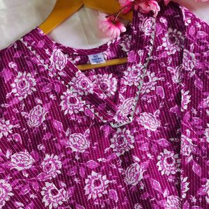 Purple Jaipuri short kurta