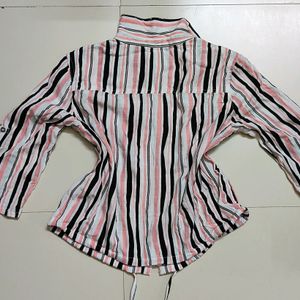 Branded Striped Cropped Shirt