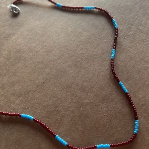 Maroon Blue Beaded Chain