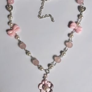 Pink Flower Asthetic Necklace