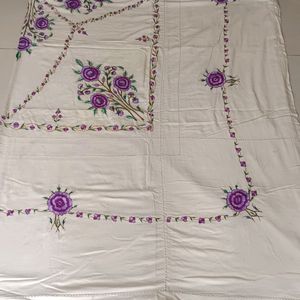 Unused Cotton Double Bedsheet With Embroidery