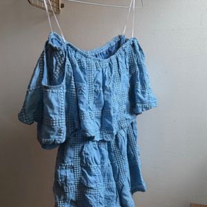 Blue Texture Romper