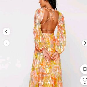 Metallic Blurred Floral Open Back