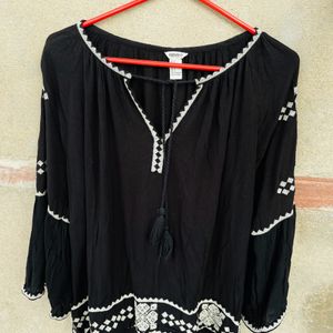 Black Boho Top