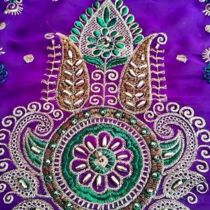 Purple💜 Heavy Embroidery Party wear Saree