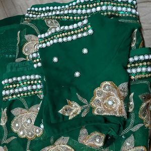 Green Embroidery Saree