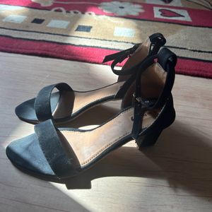 Black Open Toe Low Heels