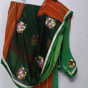 Tricolor Embroidery Work Saree