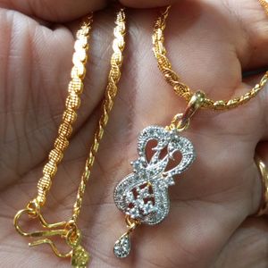 Ad Pendant Gold Plated Chain