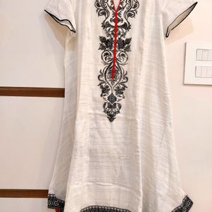 Biba 38 Size Kurti In High Low Pattern Kaftan Style Silver Zari All Over