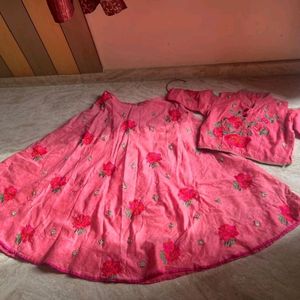 Designer Blouse Pink Lehenga