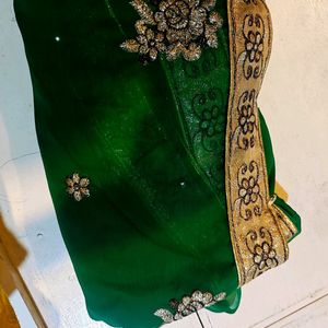 Green Golden Saree