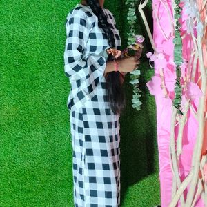 Black And White Mix  Kurti