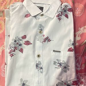 White Floral Design Shirt Of XL Size