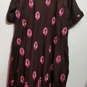 Cofee Brown Embroidry Work Suit Salwar & Dupatta