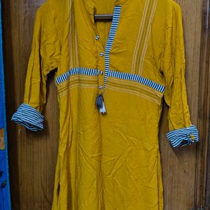 Mustard Colour Straight Fit Kurti