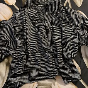 Black Shirt Crop Top
