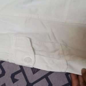 Low Waist White Cotton Cargo