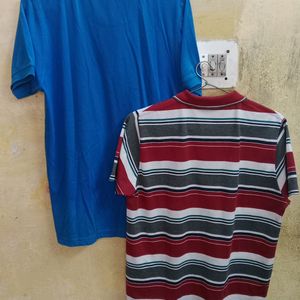 Men's Tshirt Combo(Blue And Check Red)