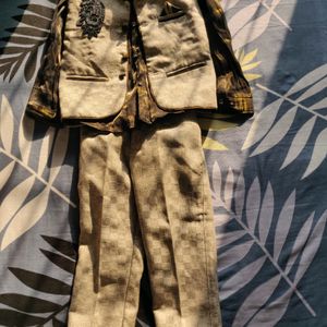 Boys Wedding Kurta, Waistcoat And Breeches Set