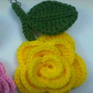 Crochet Rose Keychain