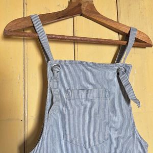 Dungaree Dress ( Vertical Blue And White Stripes)