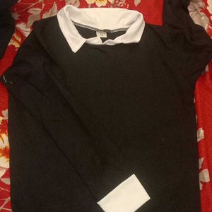 Black Full Sleeve Collar Tshirt