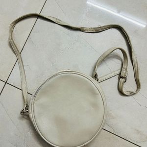 Beige Leather Sling Bag