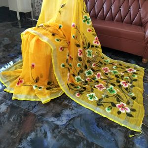 Kota Cotton Handprint Saree On Offer Price