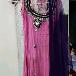 Pink&purple Anarkali Suit