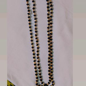 Black Beed With Gold Plated Chain