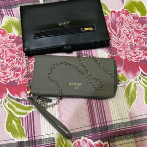 LAVIE COMBO OF 2 Clutches Black & Grey