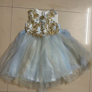 Beautiful Blue Baby Girl Party Wear Frock