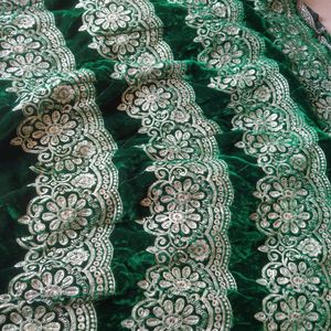 Dark Green Velvet Lehnga