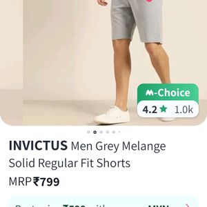 🇦🇮Invictus Men Grey Solid Shorts