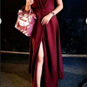 Hot Red Slit Dress For Women