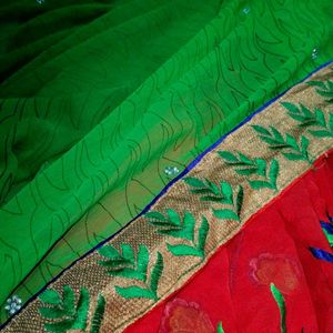 Fancy Saree In Two Colours With Borders