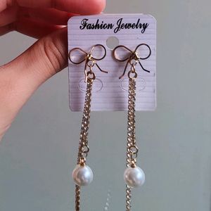 Bow Pearl Drop Earrings