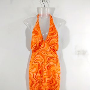 Orange Printed Dresses (Women's)