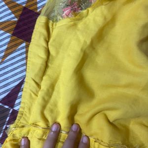 Yellow Colour Net Gown Full Slvees