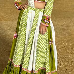 Green and White Chaniya Choli