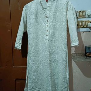 White Chicken Cotton Kurta