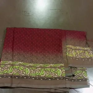 Georgette Brown Colour Printed Border..