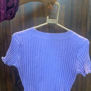 Lavender button crop top