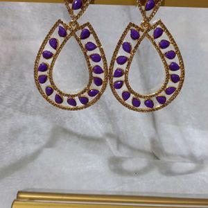 Party Purple And Golden Mix Earrings